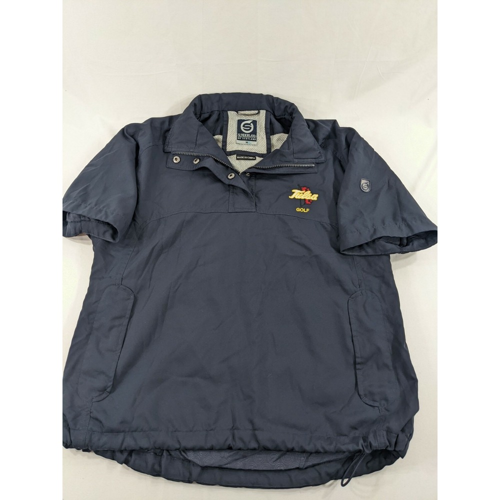 Sunderland Of Scotland Tulsa Golf Navy Blue‎ Shirt Short Sleeve Rain Jacket Med